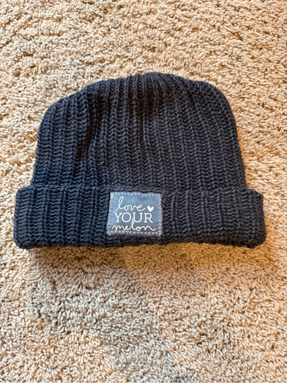 Love Your Melon Charcoal Ribbed Cuffed Beanie with Patch